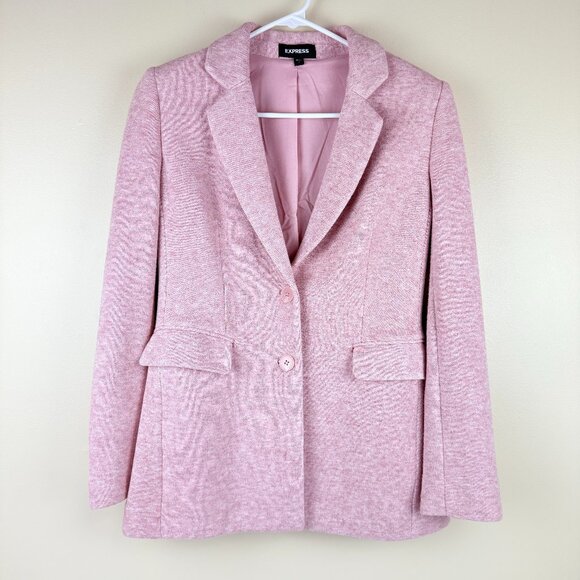 NWOT EXPRESS Blush Pink Super Soft Knit Comfy Blazer – Lined Size S - Picture 1 of 9